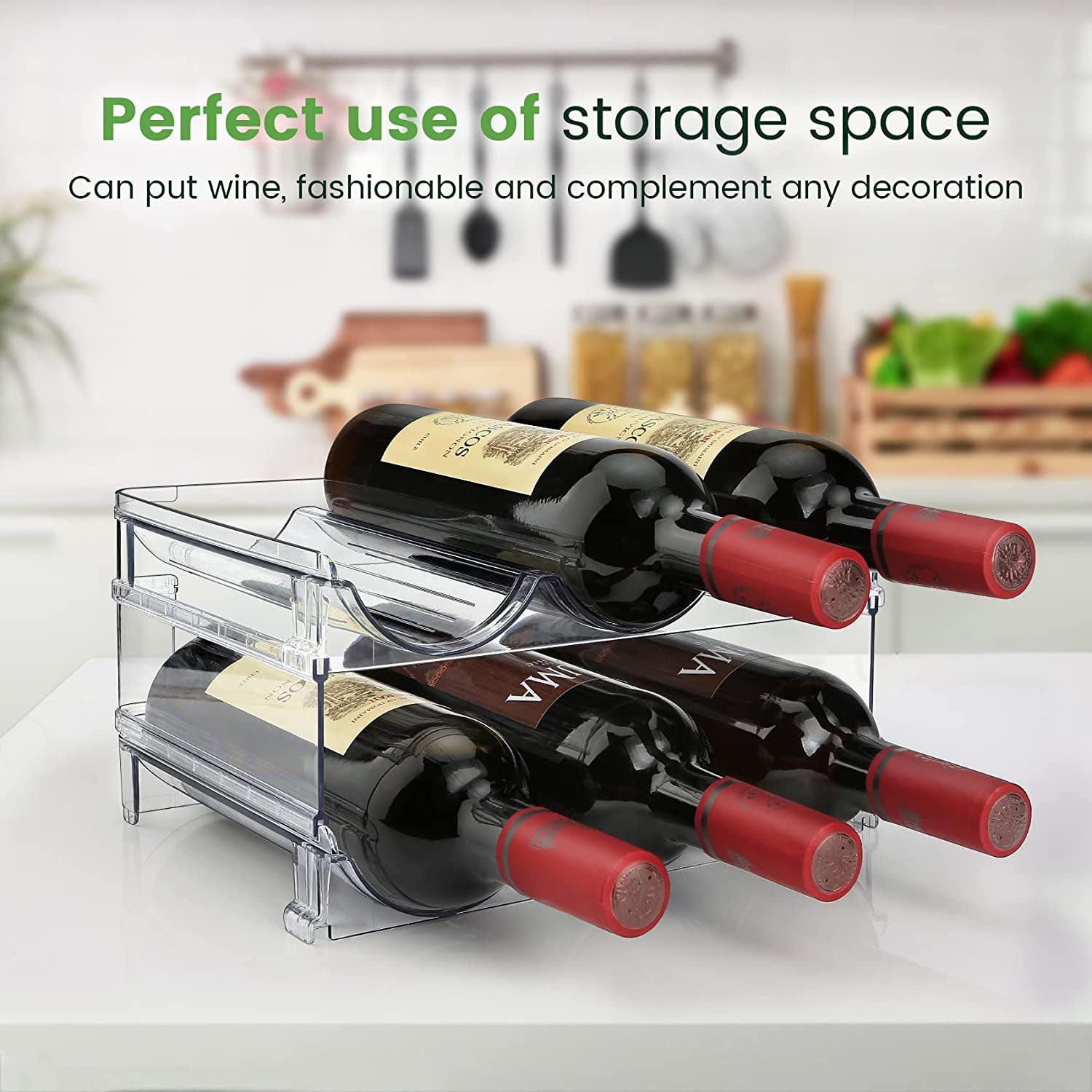 Spospo Water Bottle Organizer Set - Stackable Storage Racks for Cabinets, Fridges, and Pantries - 2-Pack Tumbler Holders
