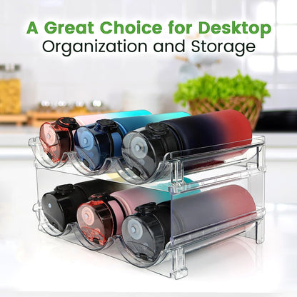 Spospo Water Bottle Organizer Set - Stackable Storage Racks for Cabinets, Fridges, and Pantries - 2-Pack Tumbler Holders