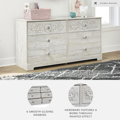 Paxberry Boho Dresser by Signature Design by Ashley in Whitewash Finish