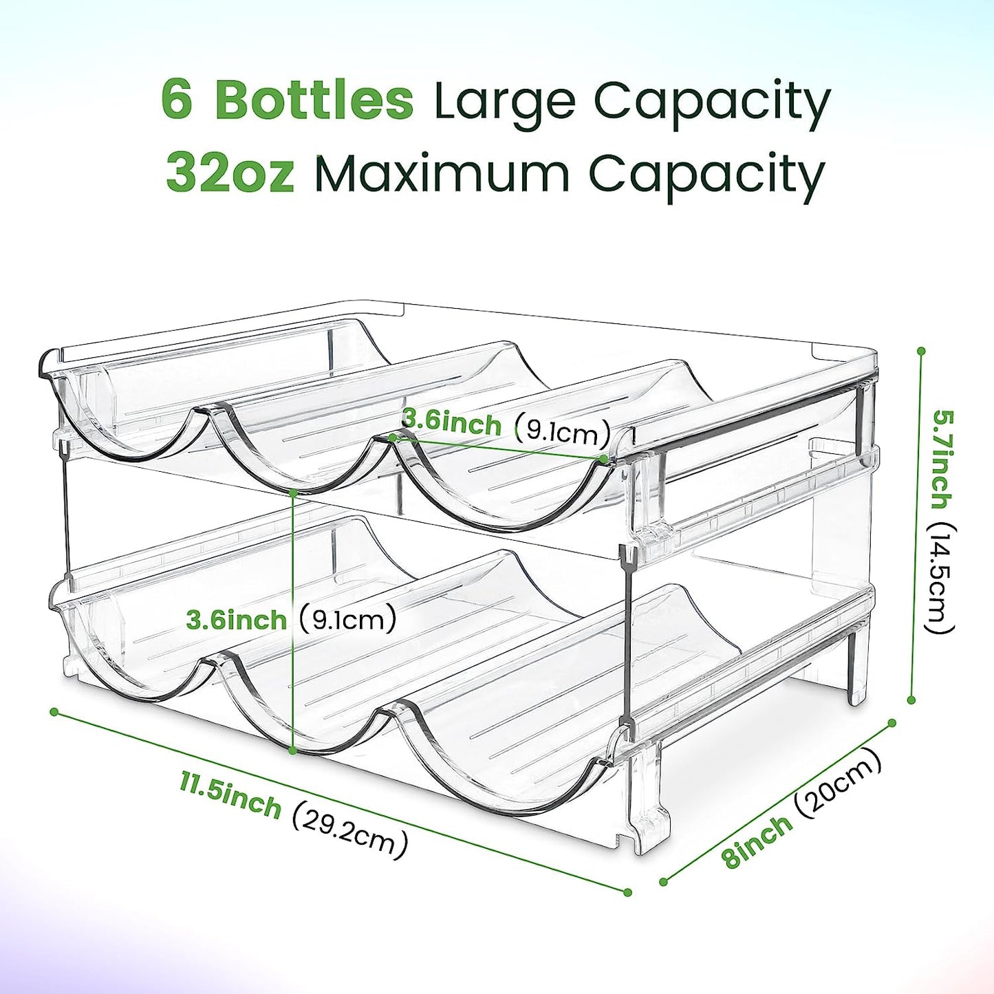 Spospo Water Bottle Organizer Set - Stackable Storage Racks for Cabinets, Fridges, and Pantries - 2-Pack Tumbler Holders