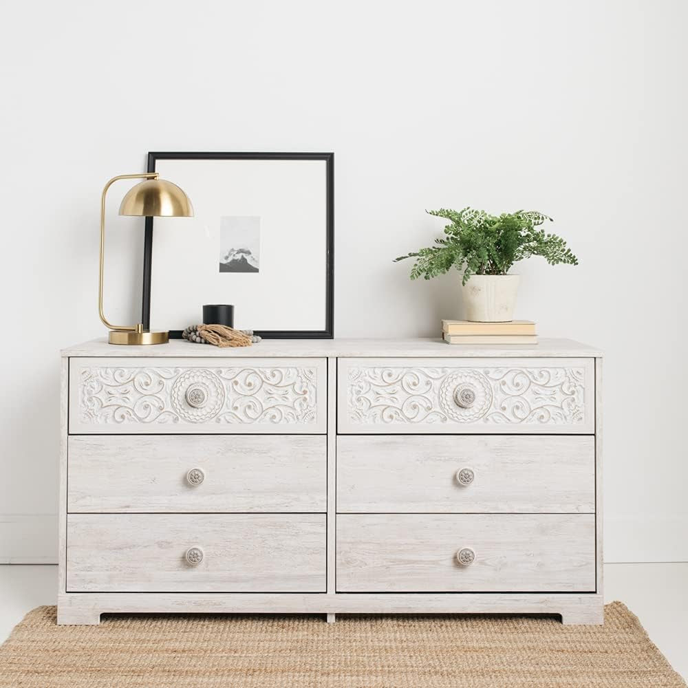 Paxberry Boho Dresser by Signature Design by Ashley in Whitewash Finish