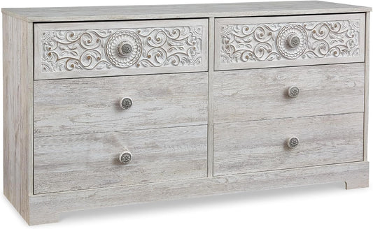 Paxberry Boho Dresser by Signature Design by Ashley in Whitewash Finish