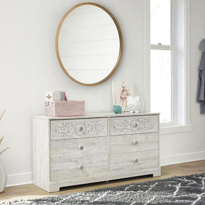 Paxberry Boho Dresser by Signature Design by Ashley in Whitewash Finish