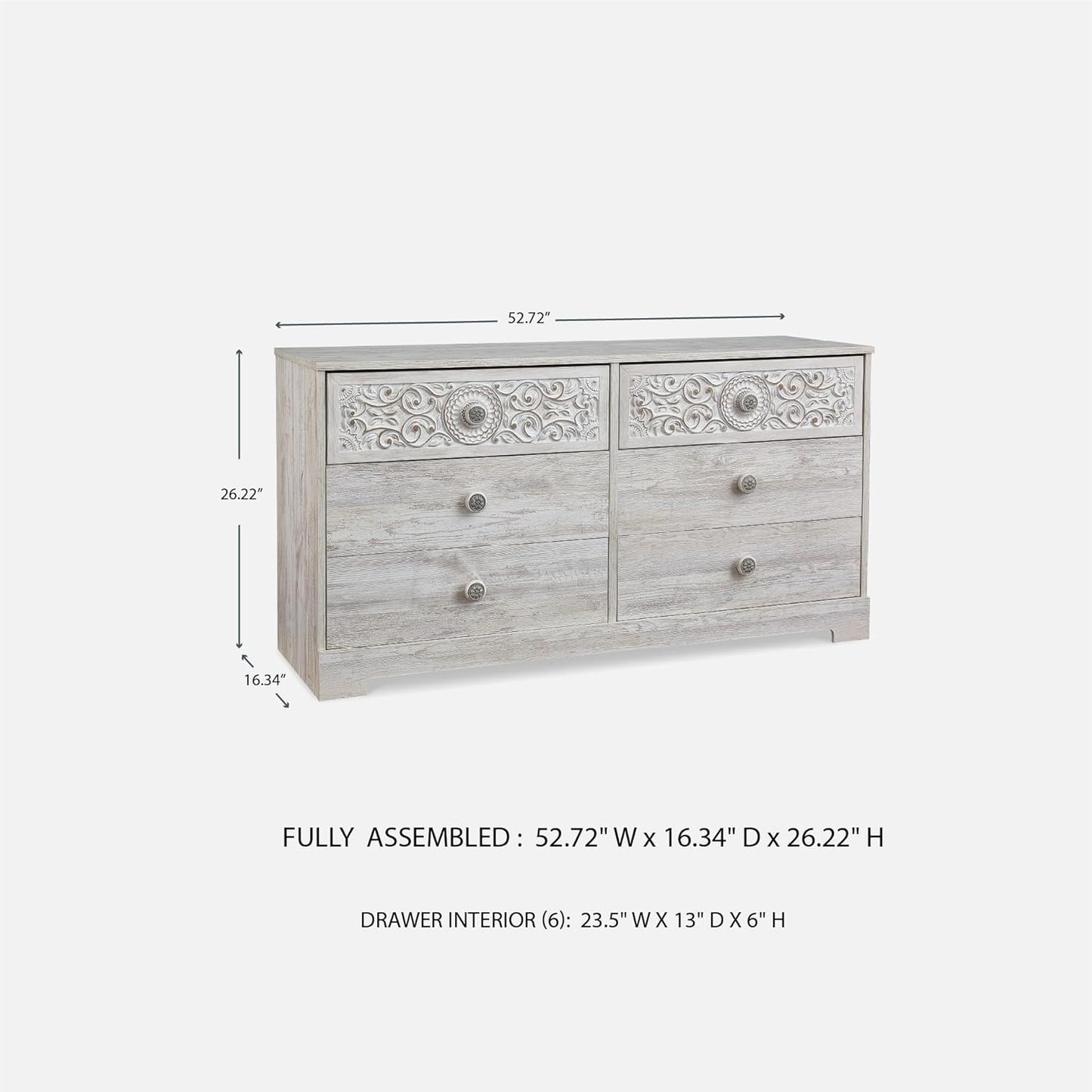 Paxberry Boho Dresser by Signature Design by Ashley in Whitewash Finish