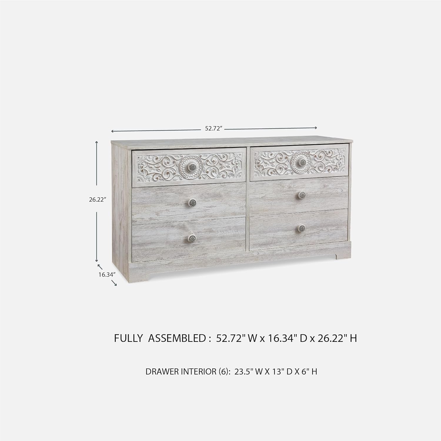 Paxberry Boho Dresser by Signature Design by Ashley in Whitewash Finish