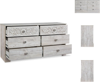 Paxberry Boho Dresser by Signature Design by Ashley in Whitewash Finish
